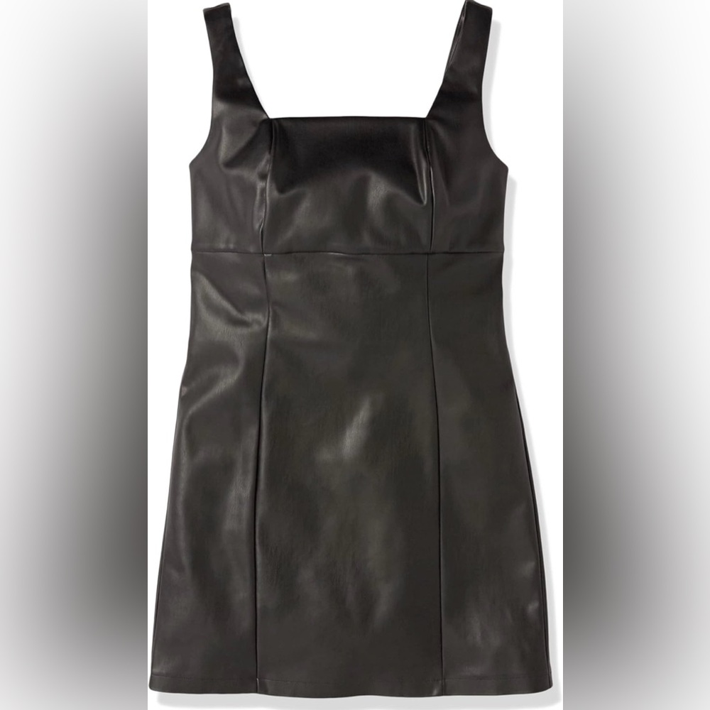 The Drop Women's Hank Vegan Leather Square Neck Mini Dress